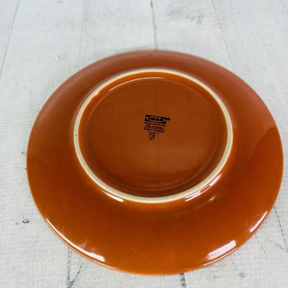 Ikea of Sweden 15199 BURNT ORANGE Stoneware Round Salad Lunch Plates Set of 3 - Picture 7 of 14